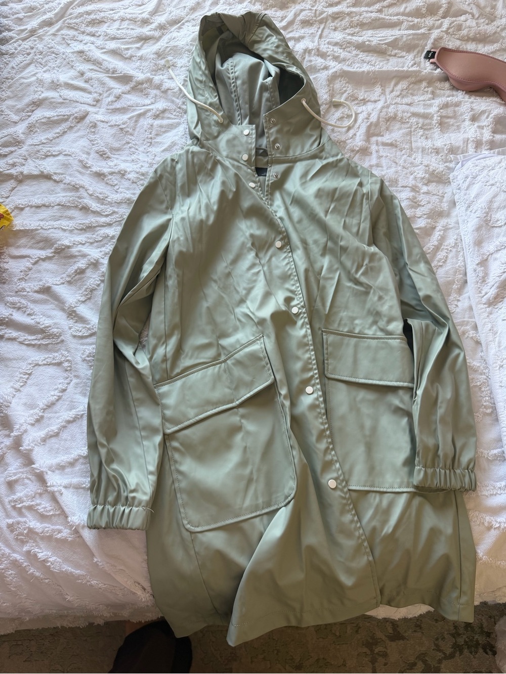 Zara Sage Green Hooded Trench Coat